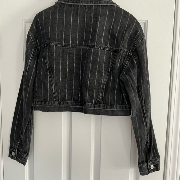 PacSun Cropped Vintage Wash Denim Striped Jacket M/L - Picture 3 of 13